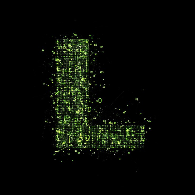 Foto una letra verde l que está iluminada con luces verdes