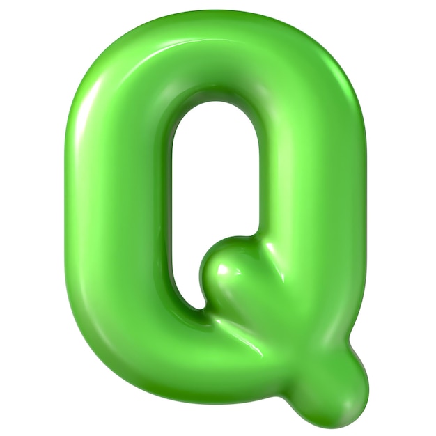una letra verde q está en una letra de plástico verde a