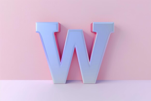Letra W 3D en gradiente azul pastel y rosa