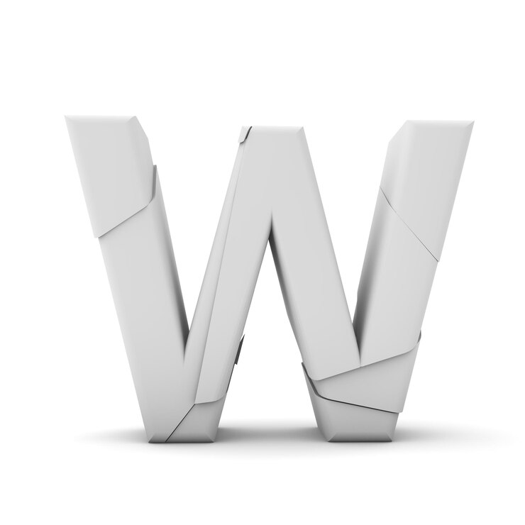 Foto letra w broken cracked font 3d rendering