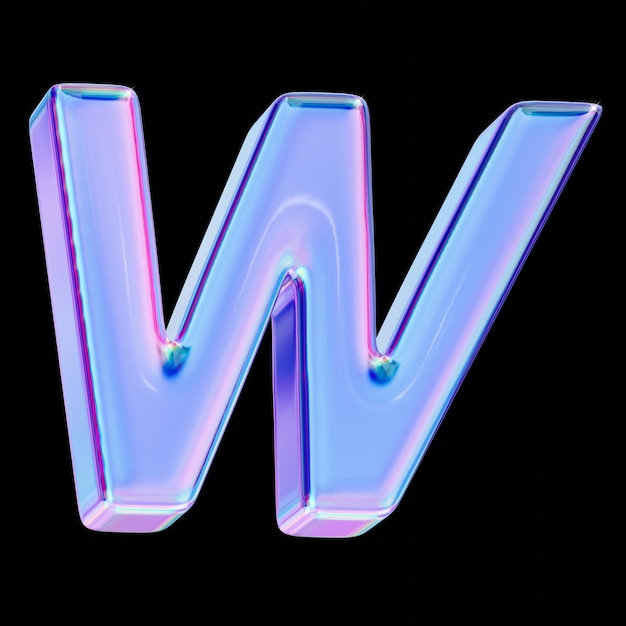 Letra W en estilo cromático 3D