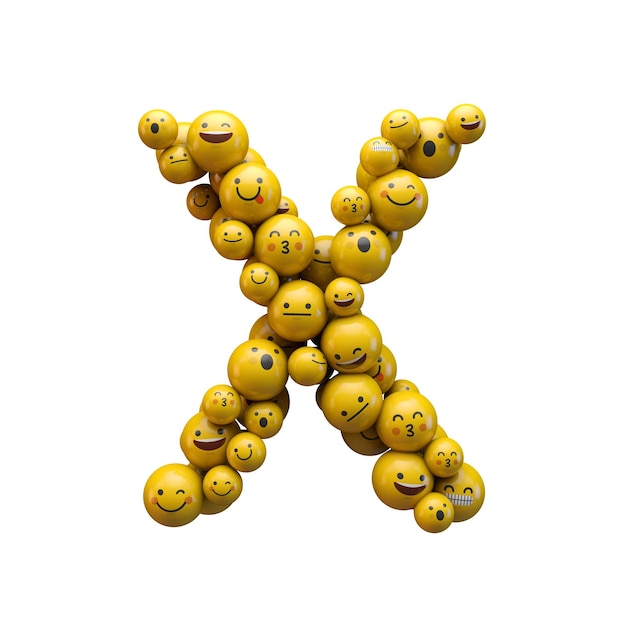 Letra X fuente de caracteres emoji Representación 3D