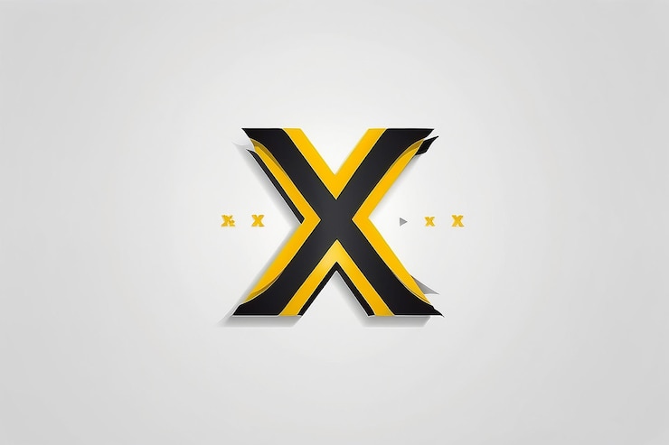 Foto la letra x del logotipo en colores negro y amarillo