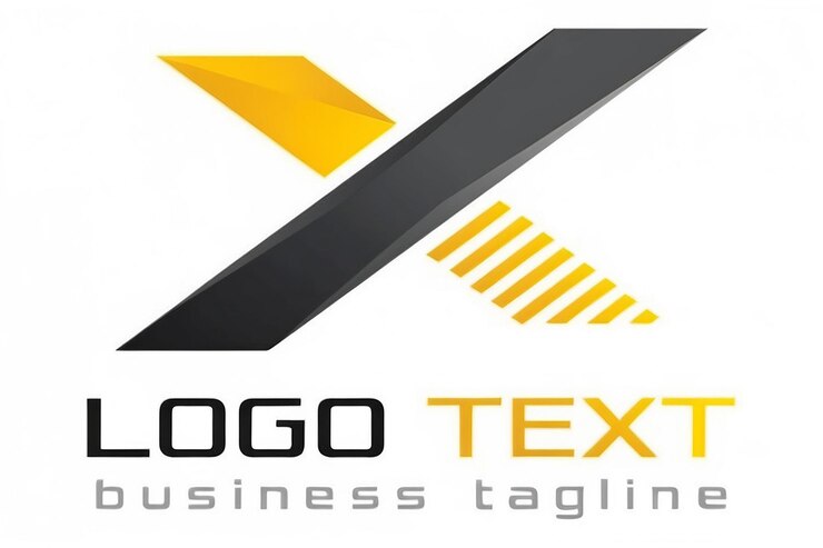 Foto la letra x del logotipo en colores negro y amarillo
