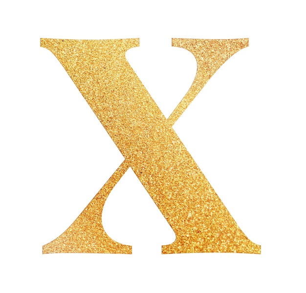Letra x png alfabeto de papel de aluminio dorado fondo transparente