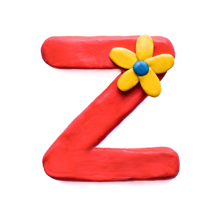 Foto la letra z del alfabeto inglés de plastilina