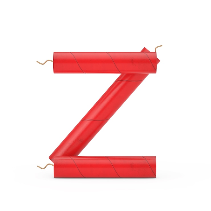 Foto letra z como dynamite sticks alphabet collection sobre un fondo blanco. representación 3d