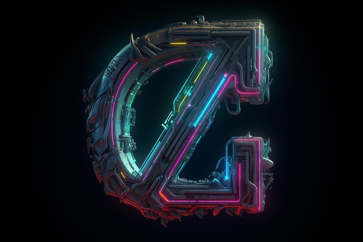 Foto letra z cyberpunk colores claros