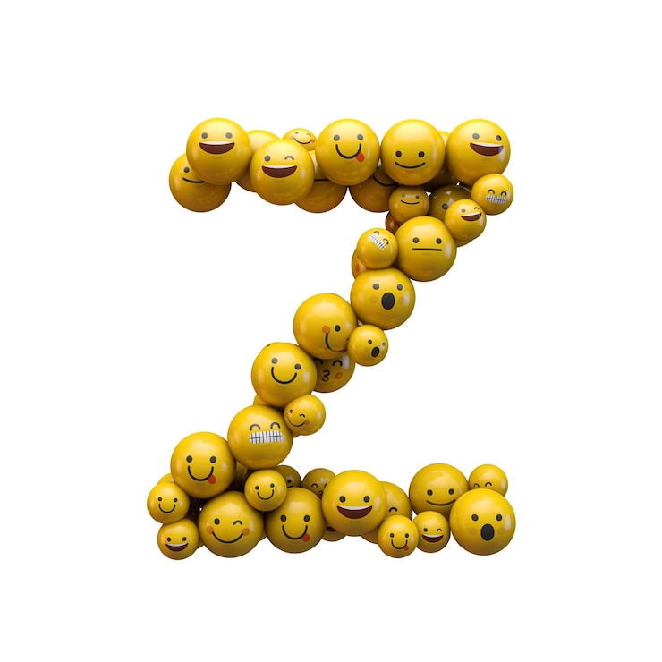 Foto letra z emoji fuente de caracteres 3d rendering