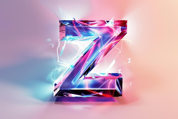 Foto la letra z es de color neón y tiene un aspecto metálico brillante