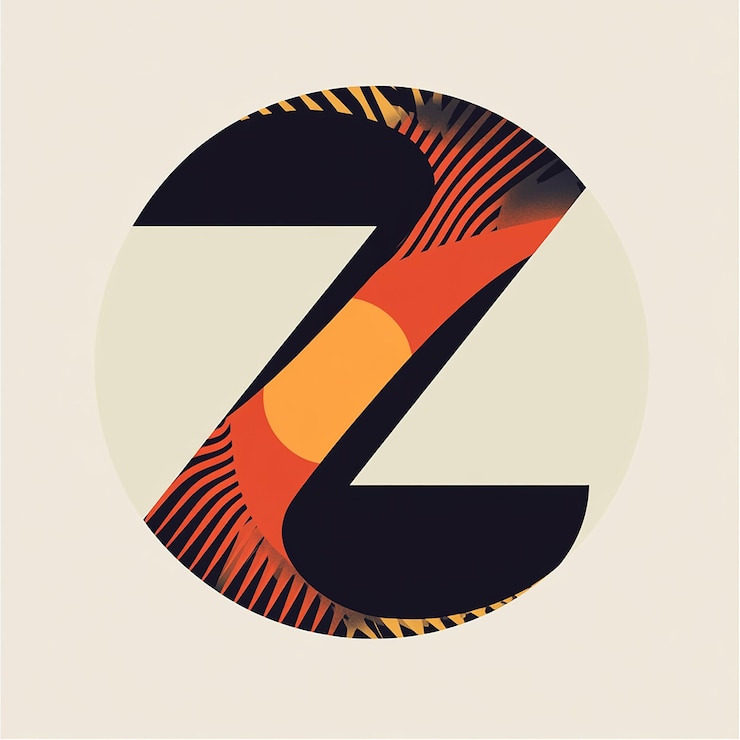 Foto una letra z está en un gran negro y naranja y tiene un patrón rojo y naranje