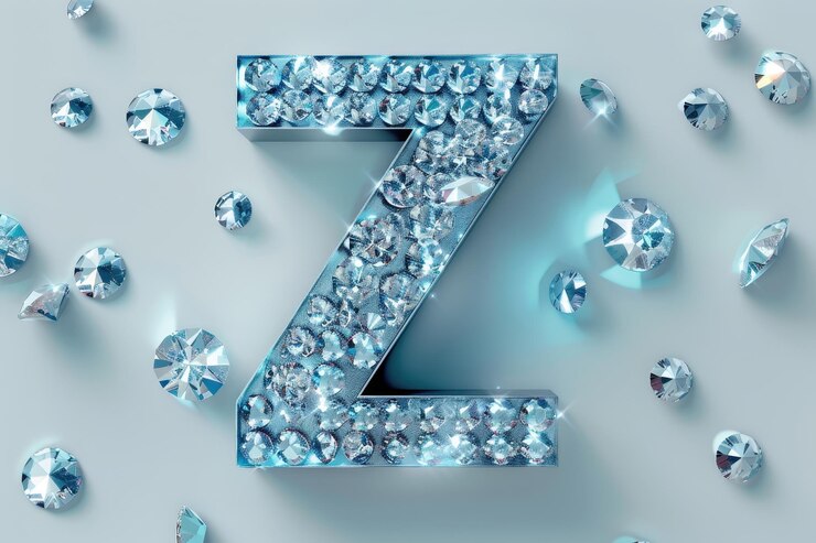 Foto la letra z está hecha de diamantes y tiene una superficie reflectante brillante