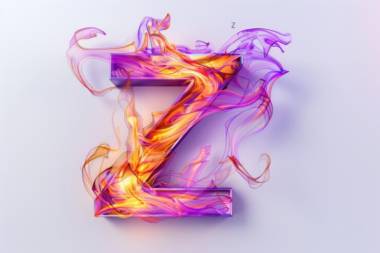 Foto la letra z está hecha de fuego y es muy brillante