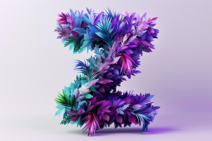 Foto la letra z está hecha de muchas hojas de diferentes colores