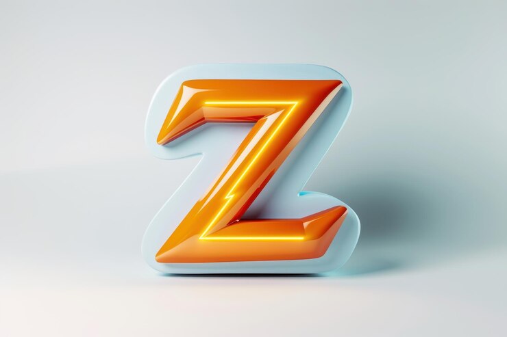 Foto la letra z está hecha de naranja y azul.