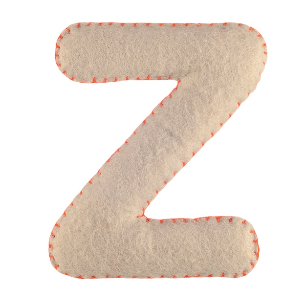 Letra Z de fieltro aislado en blanco