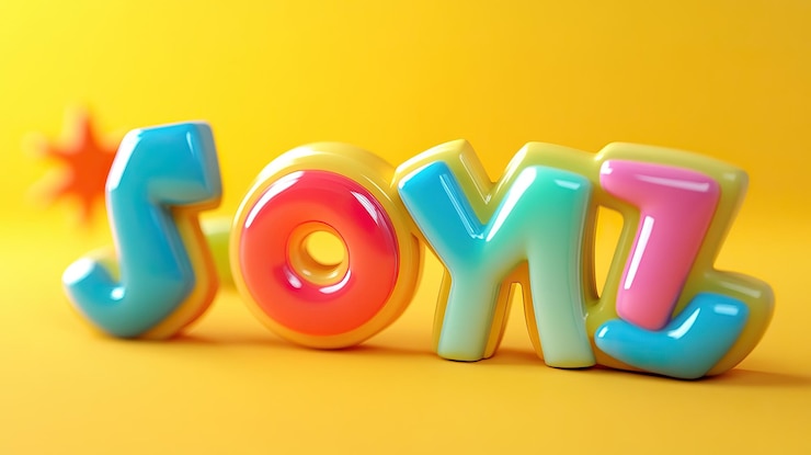 Foto letras 3d alegres y coloridas sobre un fondo amarillo