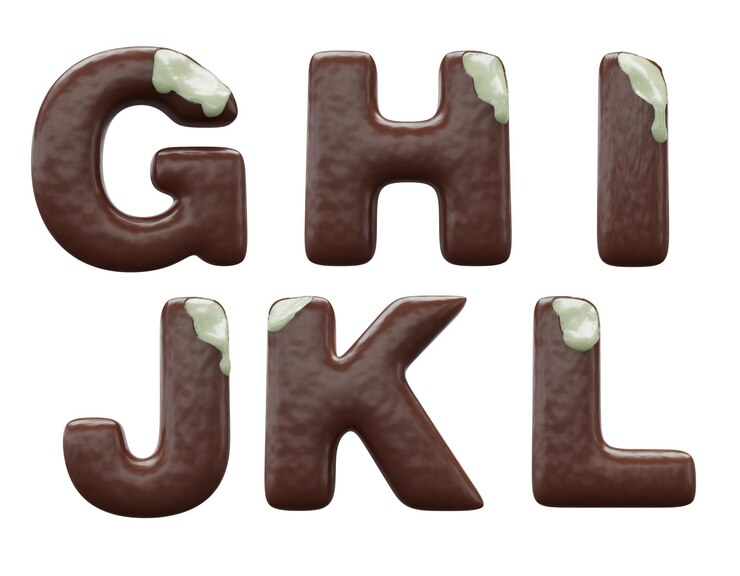 Foto letras 3d sorvete g e hijkl isolado no fundo branco