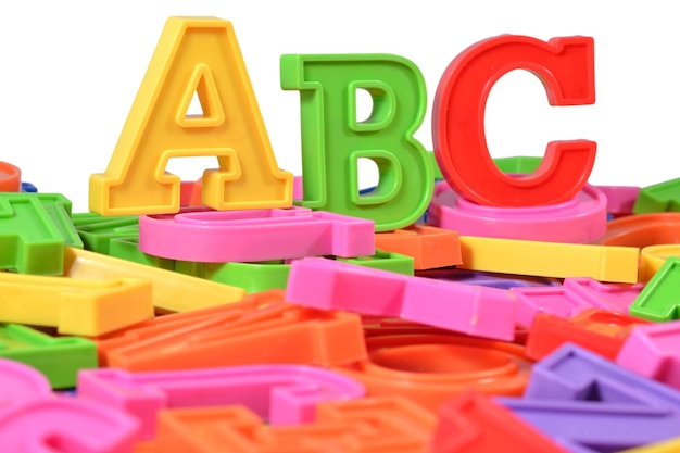 Foto letras del alfabeto de colores de plástico abc