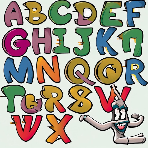 letras del alfabeto escuela de estilo cómico