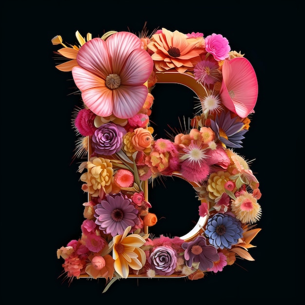 Letras del alfabeto inglés con hermosas flores.