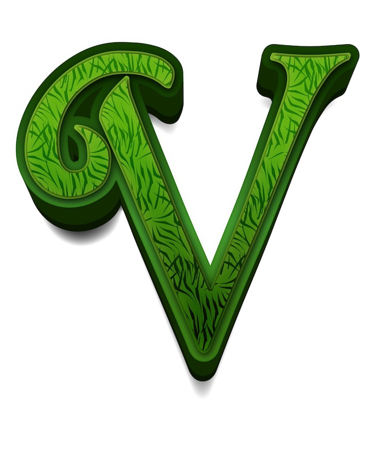 Foto letras del alfabeto verde