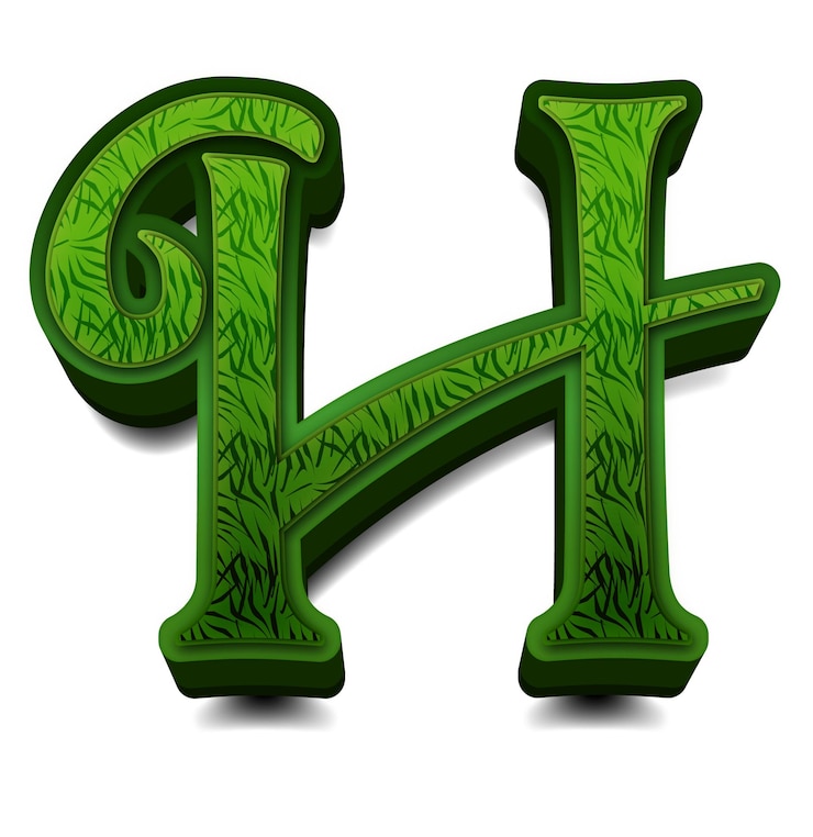 Foto letras del alfabeto verde