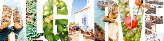 Letras del Algarve llenas de imágenes de los hermosos paisajes de esta región de Portugal