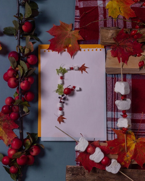 letras botánicas alfabeto de otoño