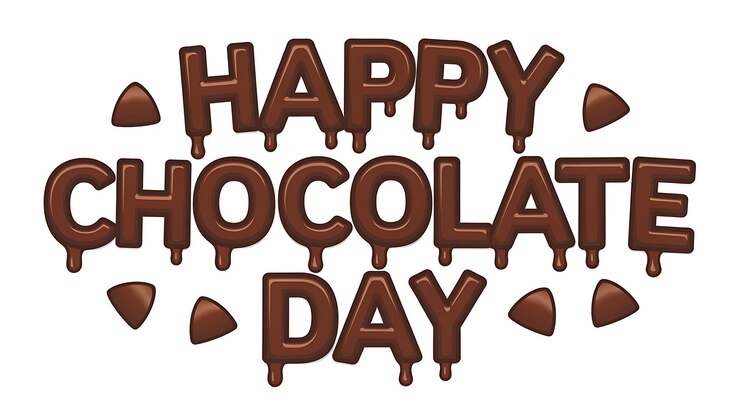 Foto letras de chocolate derretido que dicen feliz día del chocolate