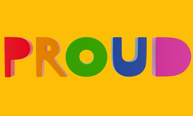 Letras en colores LGBT orgullosa ilustración 3D