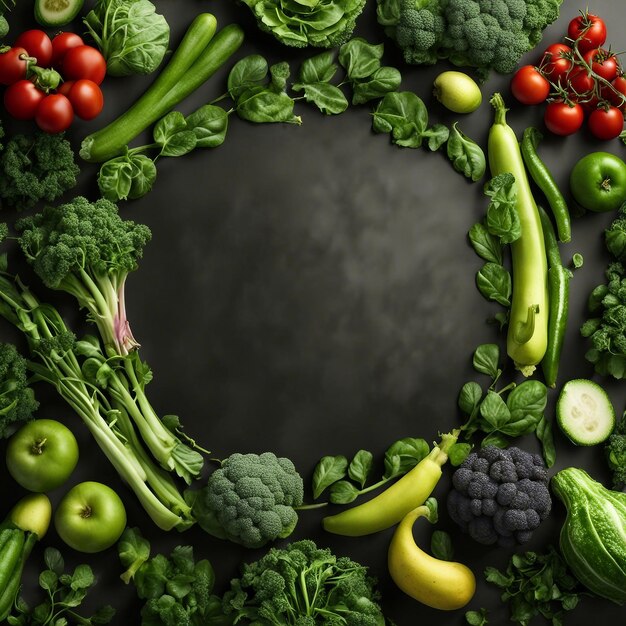 letras do dia vegano feitas de vegetais no fundo