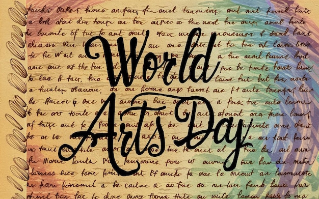 Letras escritas a mano para el Día Mundial de las Artes