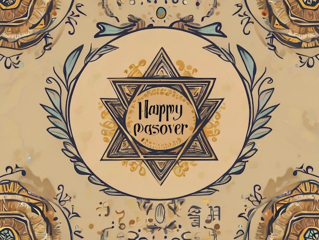 Foto letras escritas a mano con texto feliz pascua en hebreo e inglés elementos de diseño para judíos