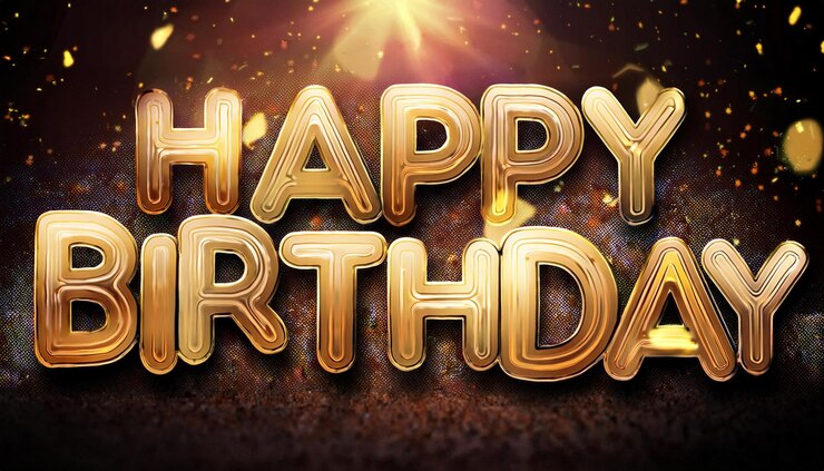 Foto letras de feliz cumpleaños con letras doradas