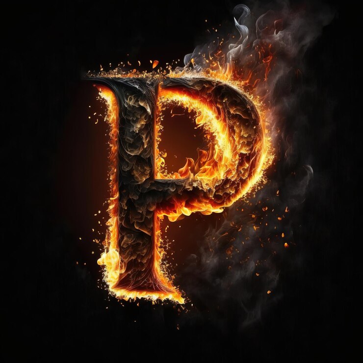 Letras de fuego P que añaden un toque de encanto artístico generativo ai