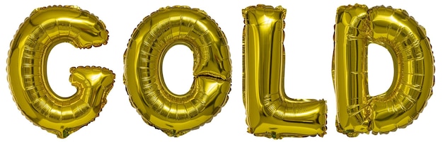 Letras con globos metalizados dorados.