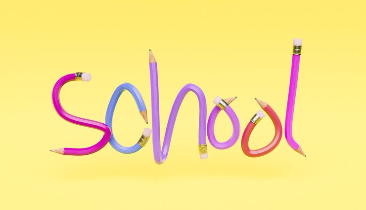 Foto letras a lápiz con la palabra escuela
