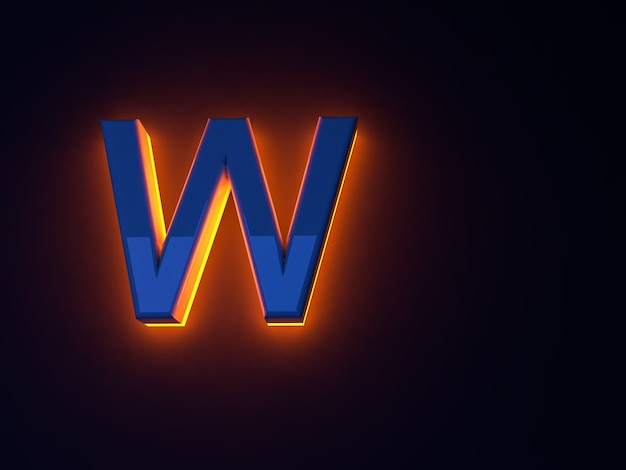 Foto letras luminosas de um azul ardente. brilho laranja. fonte azul brilhante. letras separadas. ilustração raster