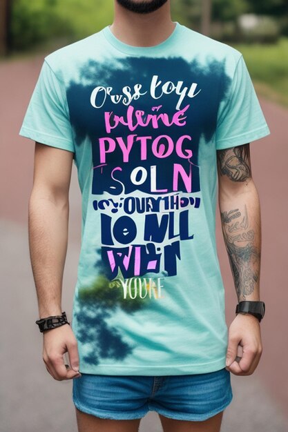 Foto letras de mente positiva con foto en la camiseta