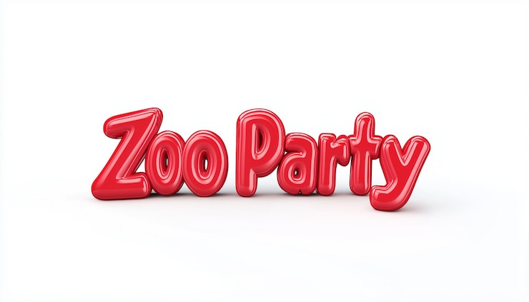 Foto letras rojas que dicen fiesta del zoológico en la parte superior
