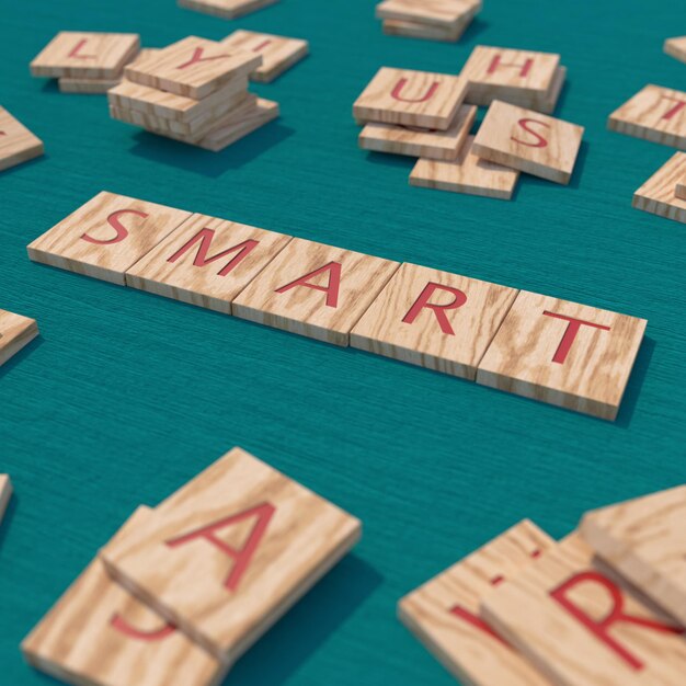 Foto las letras de scrabble de madera smart