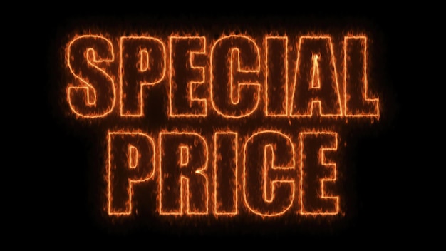 Letras de texto de precio especial en la generación de computadora de fondo de renderizado 3d negro para el comercio