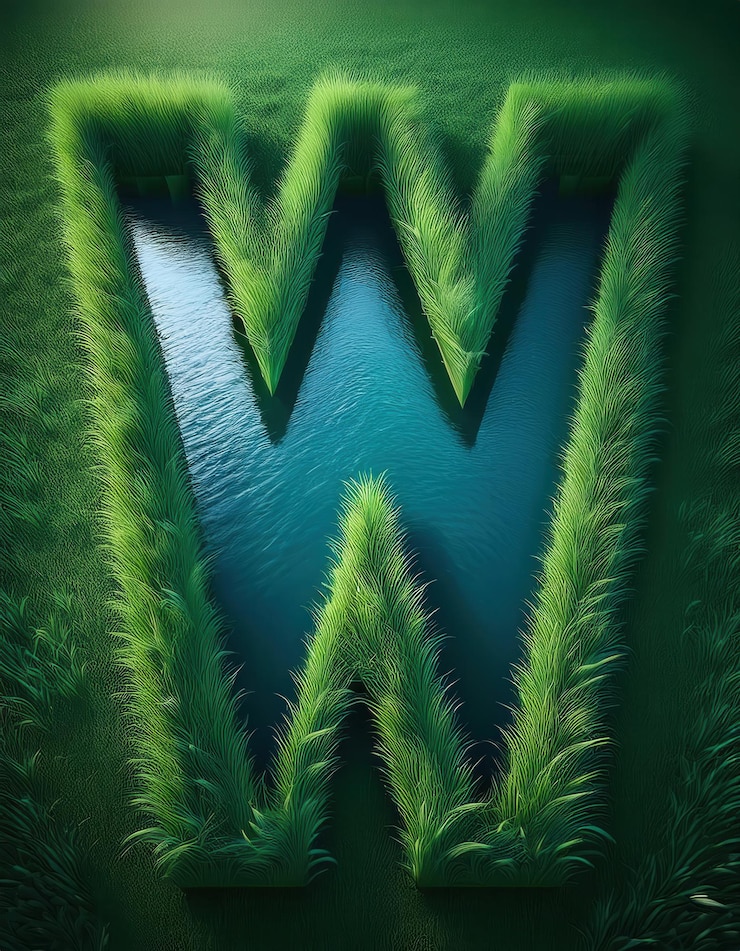 Foto letras de z a w con textura ecológica en el diseño de vegetación