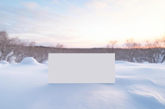 Foto un letrero en blanco está sentado en la nieve