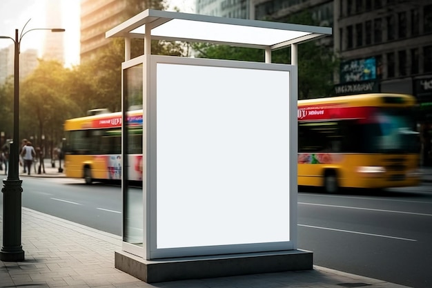 Letrero de cartelera en blanco de medios digitales para IA generativa de caja de luz de anuncio de producto