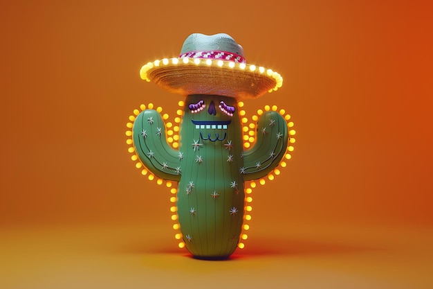 Un letrero de cinco de mayo y un cactus mexicano