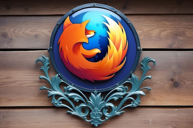 Foto un letrero decorativo de metal que dice firefox en él