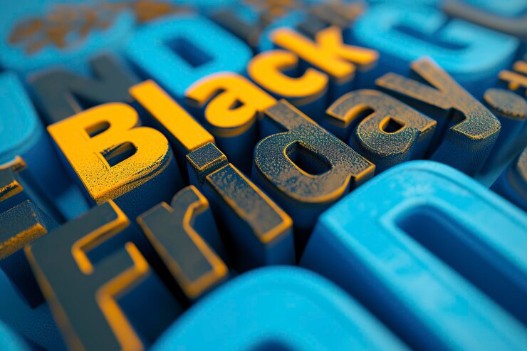 Foto un letrero con diferentes letras de colores que dice viernes negro
