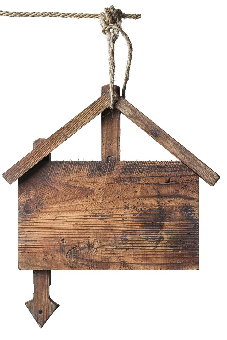 Foto un letrero de madera en blanco para la venta aislado